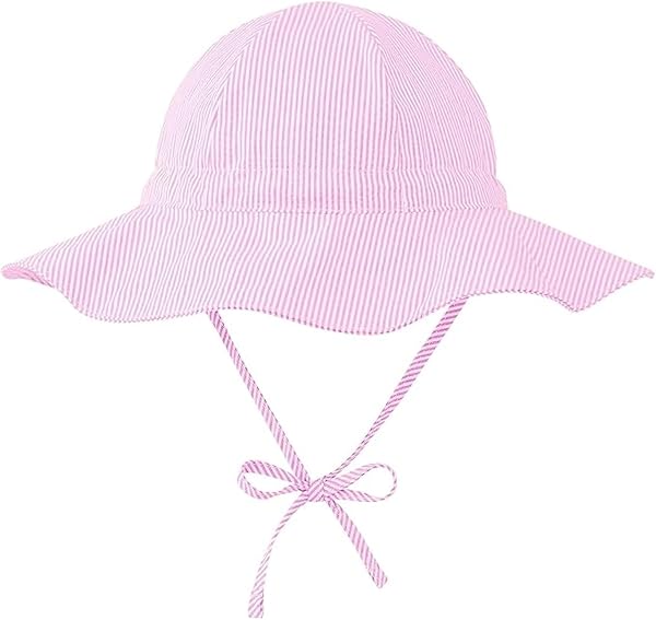 Chapeau de soleil pour bébé fille - En coton - Protection UV - Réglable - Pliable - Avec cordons de serrage - 1