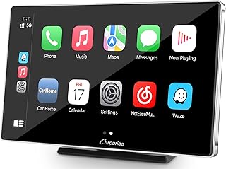 Carpuride 2023 Newest Upgrade 9 Inch Touch Screen Portable Wireless Apple Carplay Android Auto Car Radio Receiver with Mirror Link/GPS/Siri/Google/FM,Dashboard Console Mounted