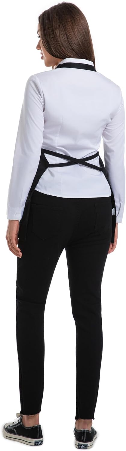 Syntus Apron for Women with 3 Pockets, Unisex Chef Apron for Cooking, Grilling, Black - Image 2