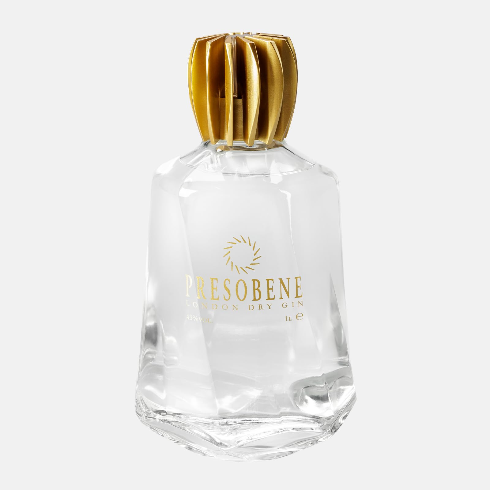 PRESOBENE London Dry Gin, 1L, bottiglia premium con tappo dorato, confezione regalo elegante