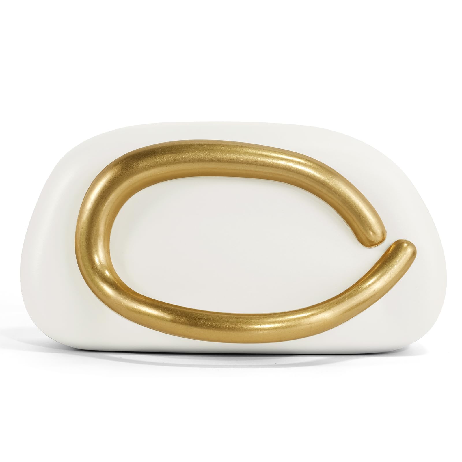 NEWROGENG Clutch Purses for Women Formal, PU Leather/Marble Acrylic Evening Bags with Chain, Trendy Metal Handle Purses 2025 Leather White