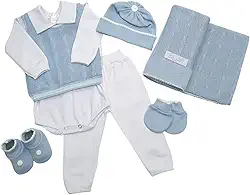 Kit Saida Maternidade Recem Nascido Menino Azul Celeste