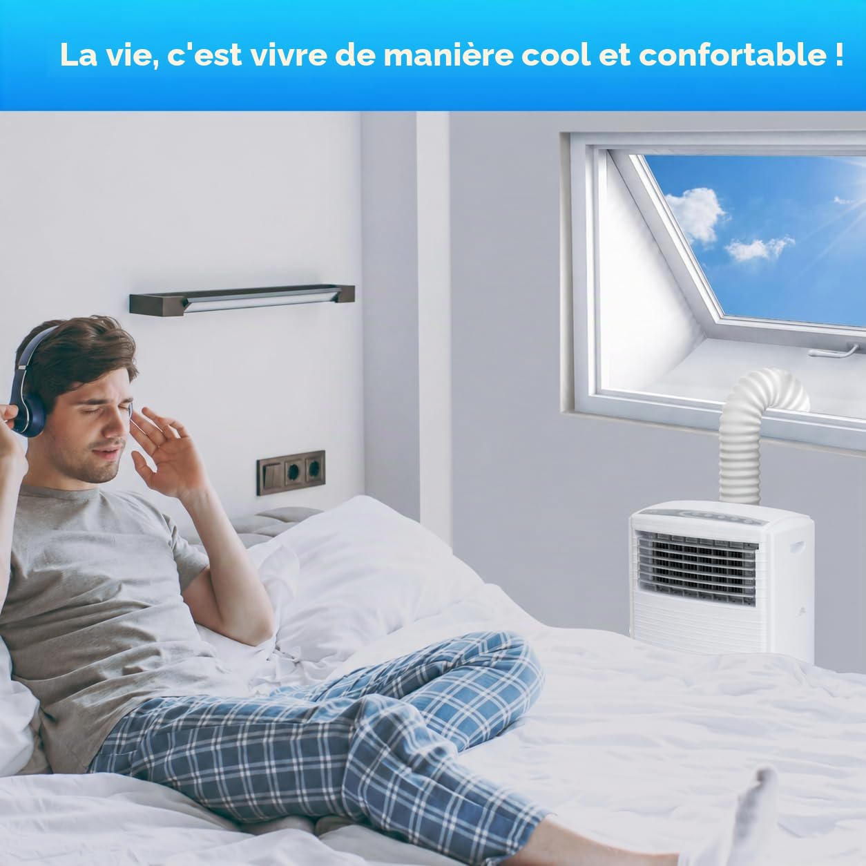 Kit Calfeutrage Climatiseur,400cm Joint de Fenetre pour Climatiseur Mobile Sèche-Linge à évacuation,Calfeutrage Fenetre Climatiseur à Fixer sur Fenêtre, Velux, Fenêtre à Battants