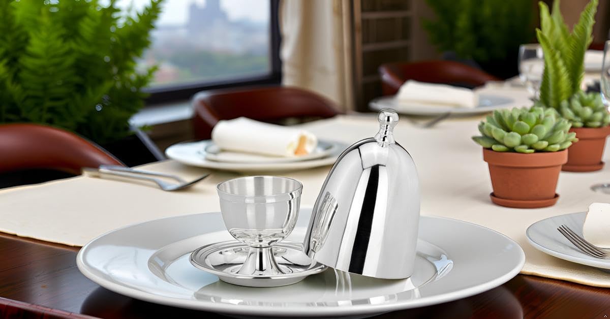 Huevera clásica con tapa lisa de plata de primera calidad, chapada en plata, acabado de alta calidad, listo para regalar con elegante caja de regalo