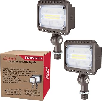 120V Landscape Lighting Exterior Flood Lights, 16W Waterproof Wall Wash Soffit Mount LED Spotlight, 1500lm 3000K Warm White 50W MH Replacement, NEMA 7x6 Wide Beam Under Eave Lights, 2PK