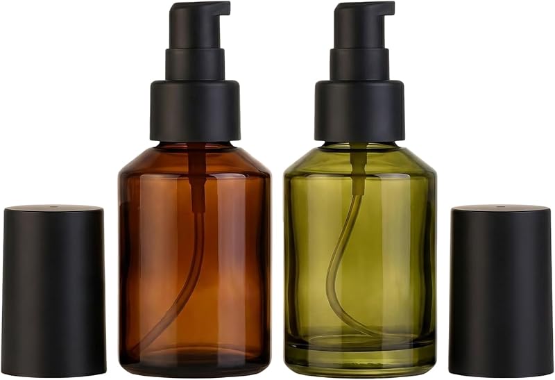 Frascos de vidro recarregáveis TUPSYBL com bomba preta, 60 mL, 2 unidades