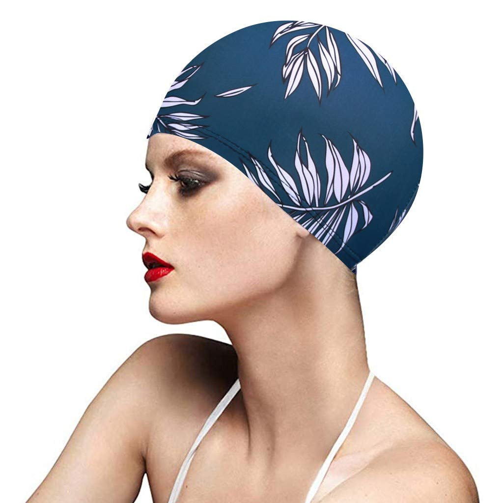 Swimming Cap For Women Men Silicone Waterproof Swim Hat Durable Anti-Slip Swim Shower Cap For Long Hair Adults Kids Bathing Swimming (B)
