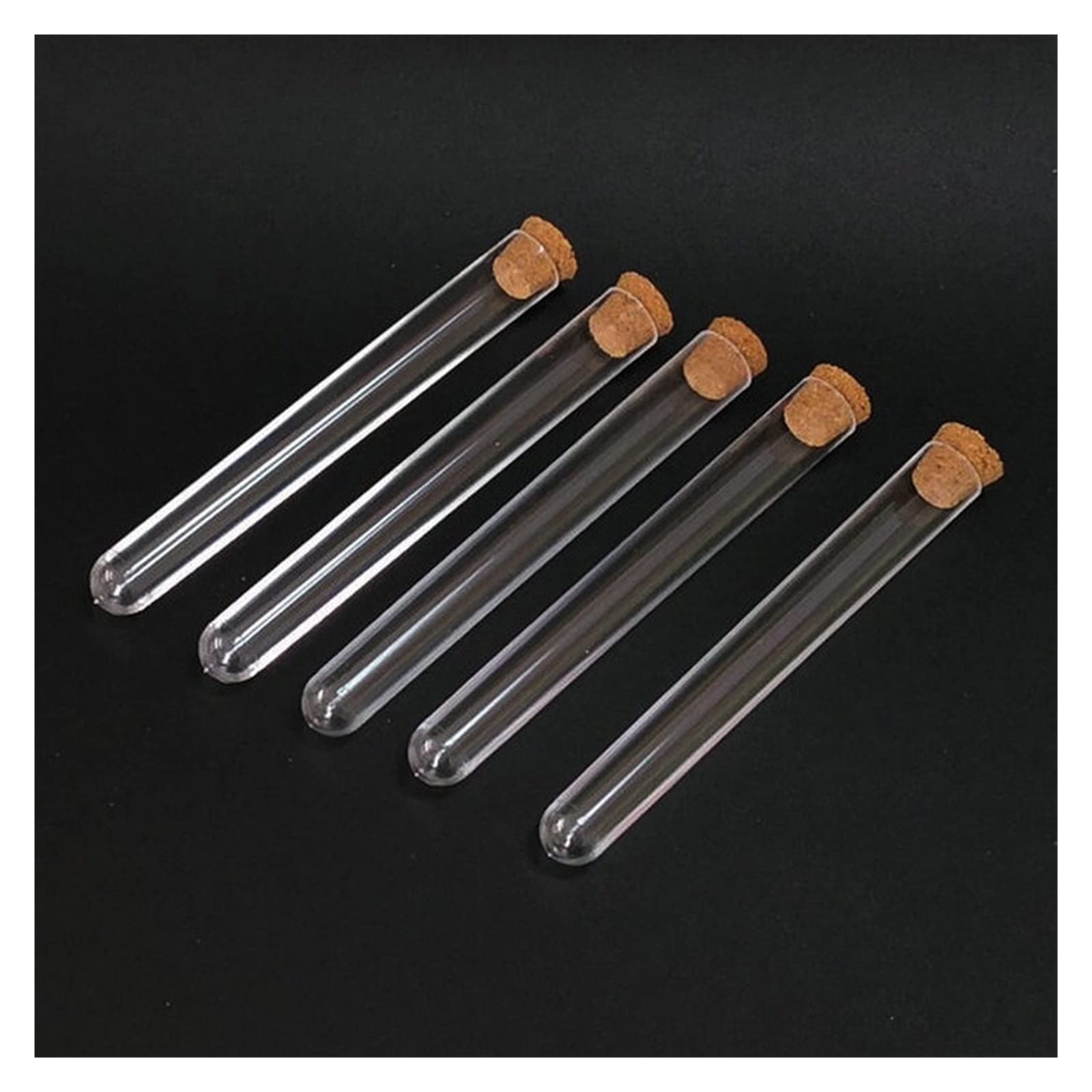 YYJzsw 100 Pcs/lot 12x100mm Laboratoire Tube À Essai En Plastique Transparent Tube À Fond Rond Flacon Avec Liège