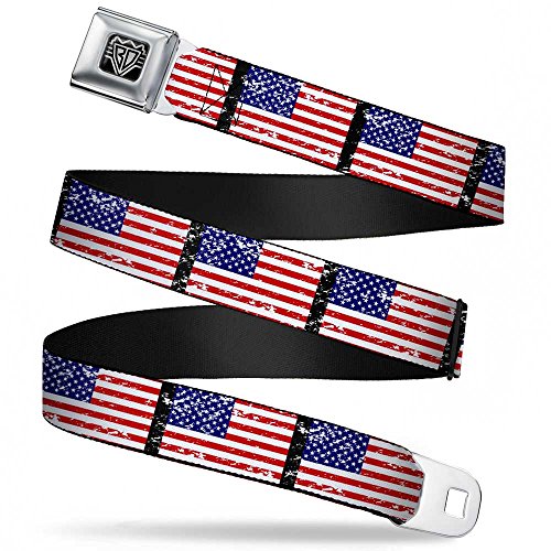 Cinturón de seguridad Buckle-Down con bandera de EE. UU. negro para niños de 50 a 91 cm