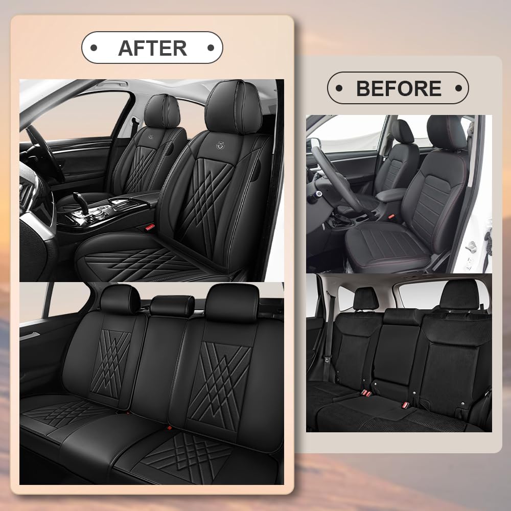 Car Seat Covers Compatible with Toyota Rav4 1999-2026, 360°Full Wrapped, Airbag Compatible Storage Pocket Zipper Design Wear Resistant Easy to Clean(Black, Full Set)