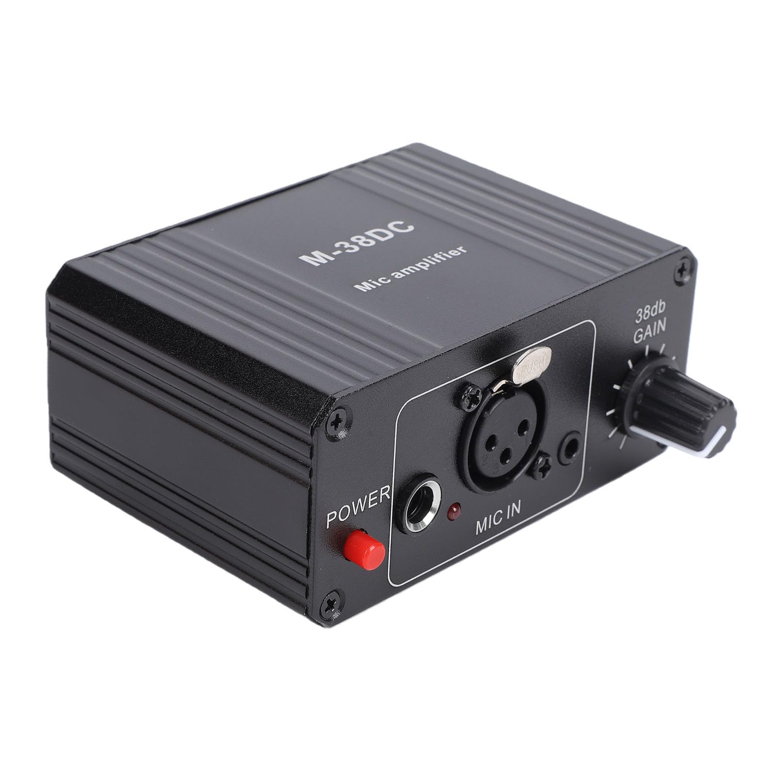Preamplificador de Micrófono, Amplificador de Micrófono de Ganancia Ajustable de 38 DB con Potencia de 48 V, Salidas XLR de 3,5 Mm y 6,35 Mm, bajo Ruido, Ideal para Micrófonos de Condensador