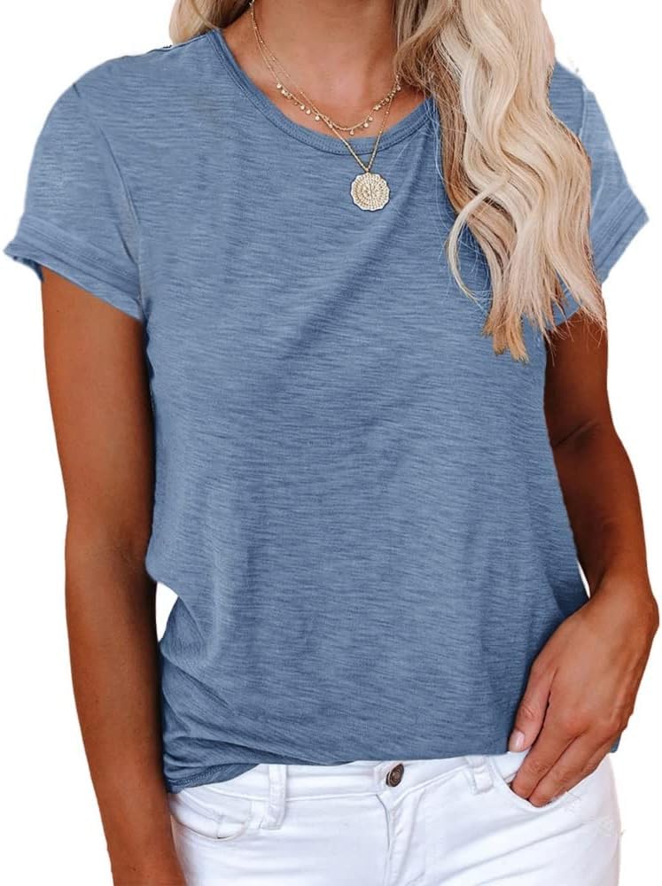 Cicy Bell T-Shirt Damen Kurzarmhemden für Damen Oberteile Rundhals Casual Locker Lässig Sommer Baumwolle T-Shirts