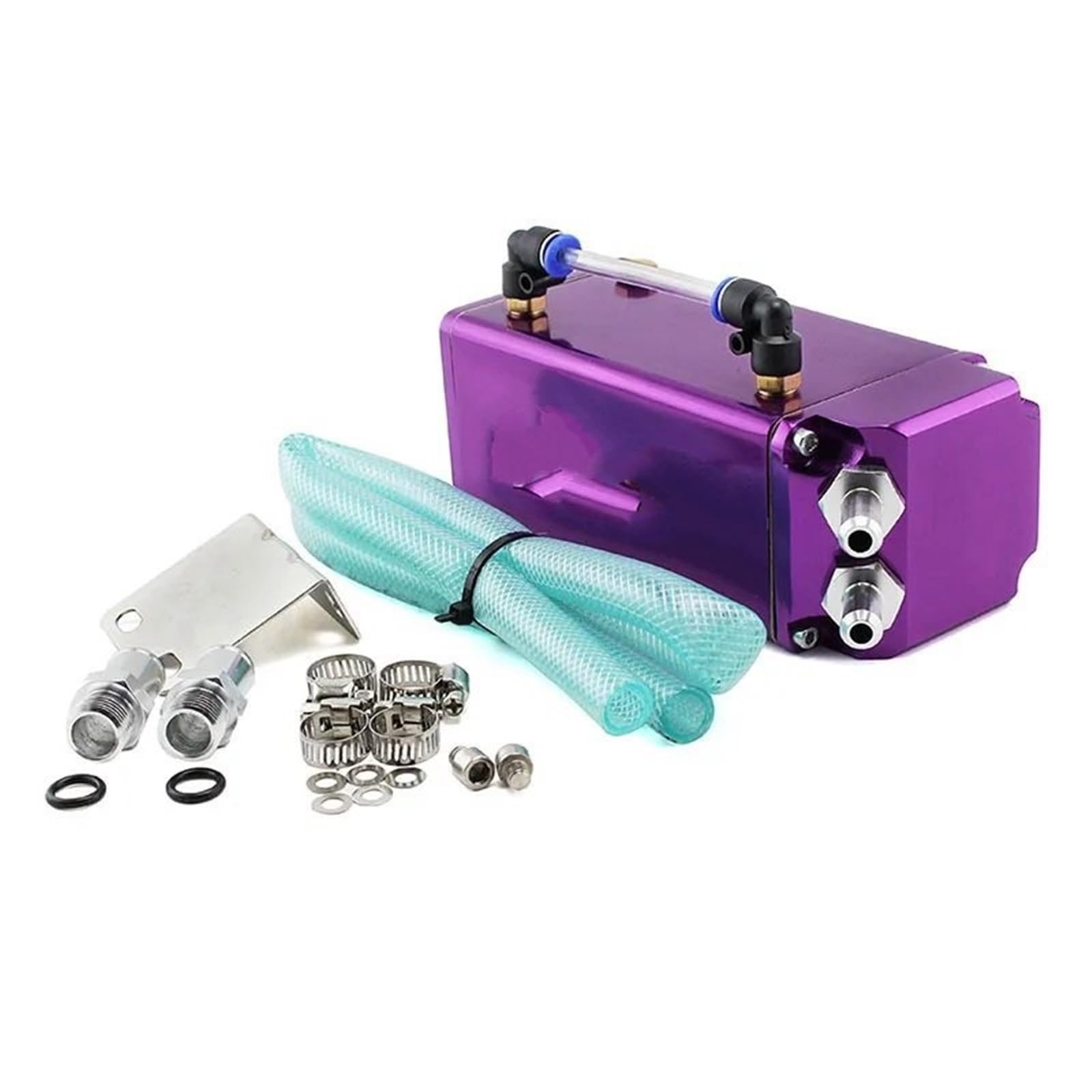 Depósito de refrigeración Lata de captura de depósito de aceite de aluminio, lata de tanque de combustible del motor, recogedor de aceite(Purple)