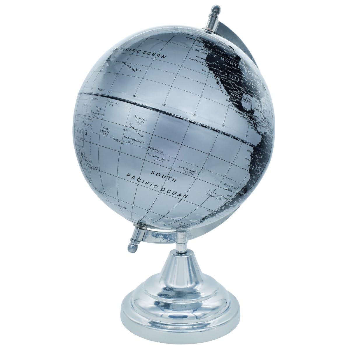 Aadya Crafts Black World Globe 8 Inch with Metal Arc Silver Metal Base Educational Globe Home Decor World Globe Office Decor Gift Item Show Piece WGDBS8IN 2
