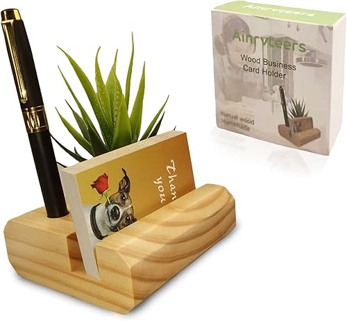 Soporte para tarjetas de visita soporte de madera para tarjetas de visita soporte para tarjetas de visita para escritorio con suculentas
