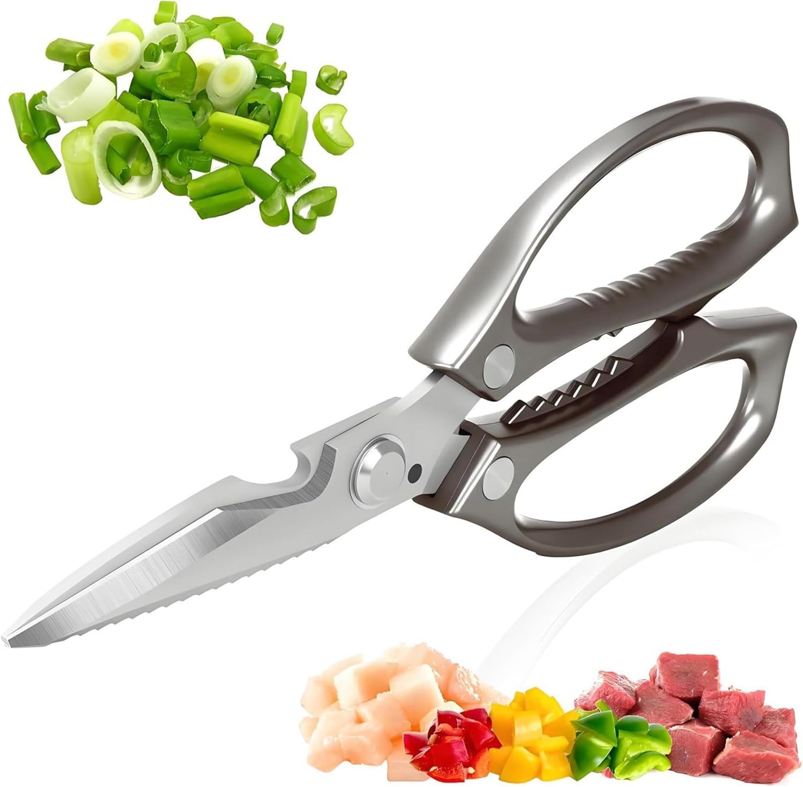 Kitchen Scissors All-Purpose Stainless Steel - Kitchen Aid Scissors - Ergonomic Kitchen Tools and Utensils for Cooking, Food Preparation, Poultry, Meat and Bone Cutting in the Home for
