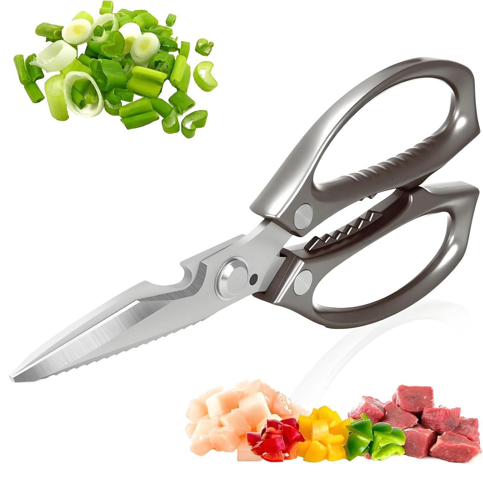 Kitchen Scissors All-Purpose Stainless Steel - Kitchen Aid Scissors - Ergonomic Kitchen Tools and Utensils for Cooking, Food Preparation, Poultry, Meat and Bone Cutting in the Home for