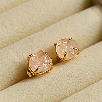 Vista 108 de Gempires Natural Raw Prong Setting Stud Earrings, 8-10 mm Crystals Earring, Handmade Jewelry, Gift for Her