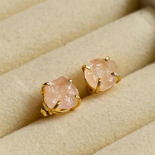 Miniatura 108 de Gempires Natural Raw Prong Setting Stud Earrings, 8-10 mm Crystals Earring, Handmade Jewelry, Gift for Her