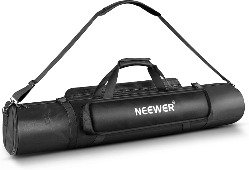 Neewer Tripod Carrying Case, Heavy Duty Waterproof Nylon Bag with Handles & Shoulder Straps, Compact Case with Full Length Zippered Closure, External Pocket for Light Stand/Boom Stand/Tripod, Black,