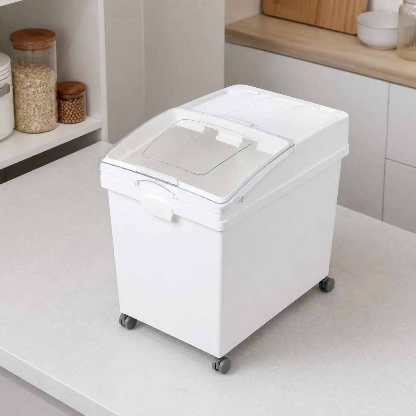 Baoblaze Contenitore per Riso in Misurino, 40L, Coperchio Scorrevole
