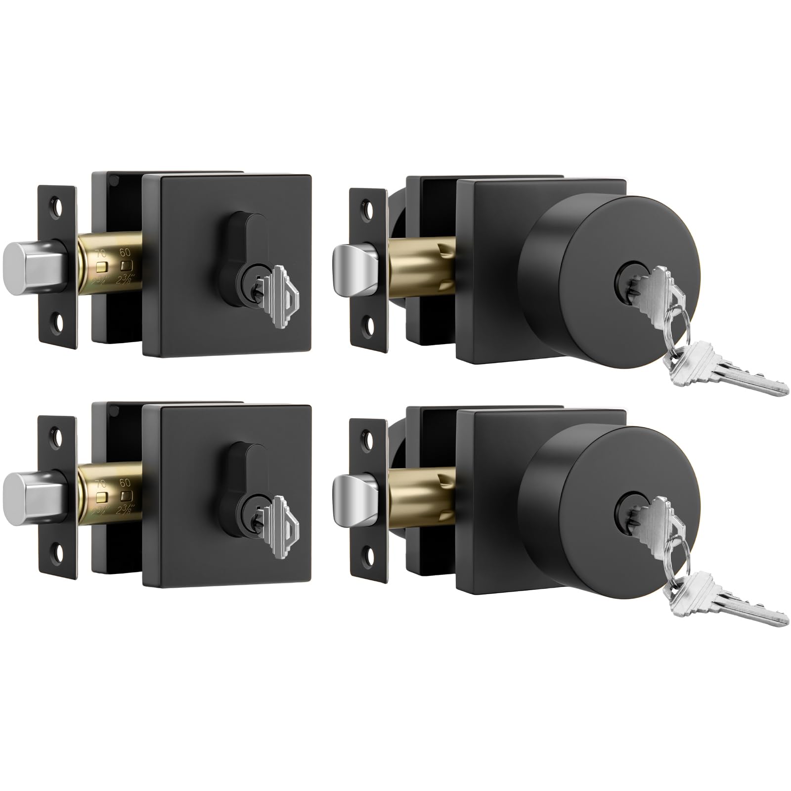Photo 1 of Goldenwarm Black Exterior Door Knobs with Deadbolt, Zinc-Alloy Front Door Knobs and Deadbolt Set, Heavy Duty Matte Black Entry Door Lock Set - Single Cylinder, 2 Pack