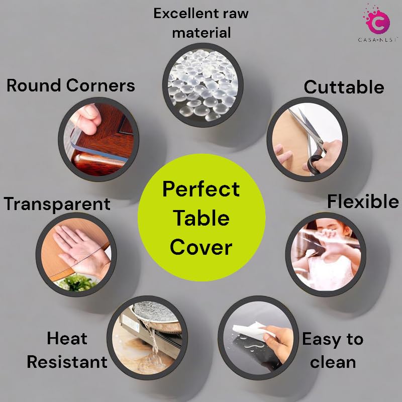 CASA-NEST 1mm PVC Thick Clear Center Table Cover, 4 Seater, Size = 27 x 48 Inches (69 x 122 cm) | Heat Resistant, Transparent Table Protector, Waterproof, Strong - Image 3 thumbnail