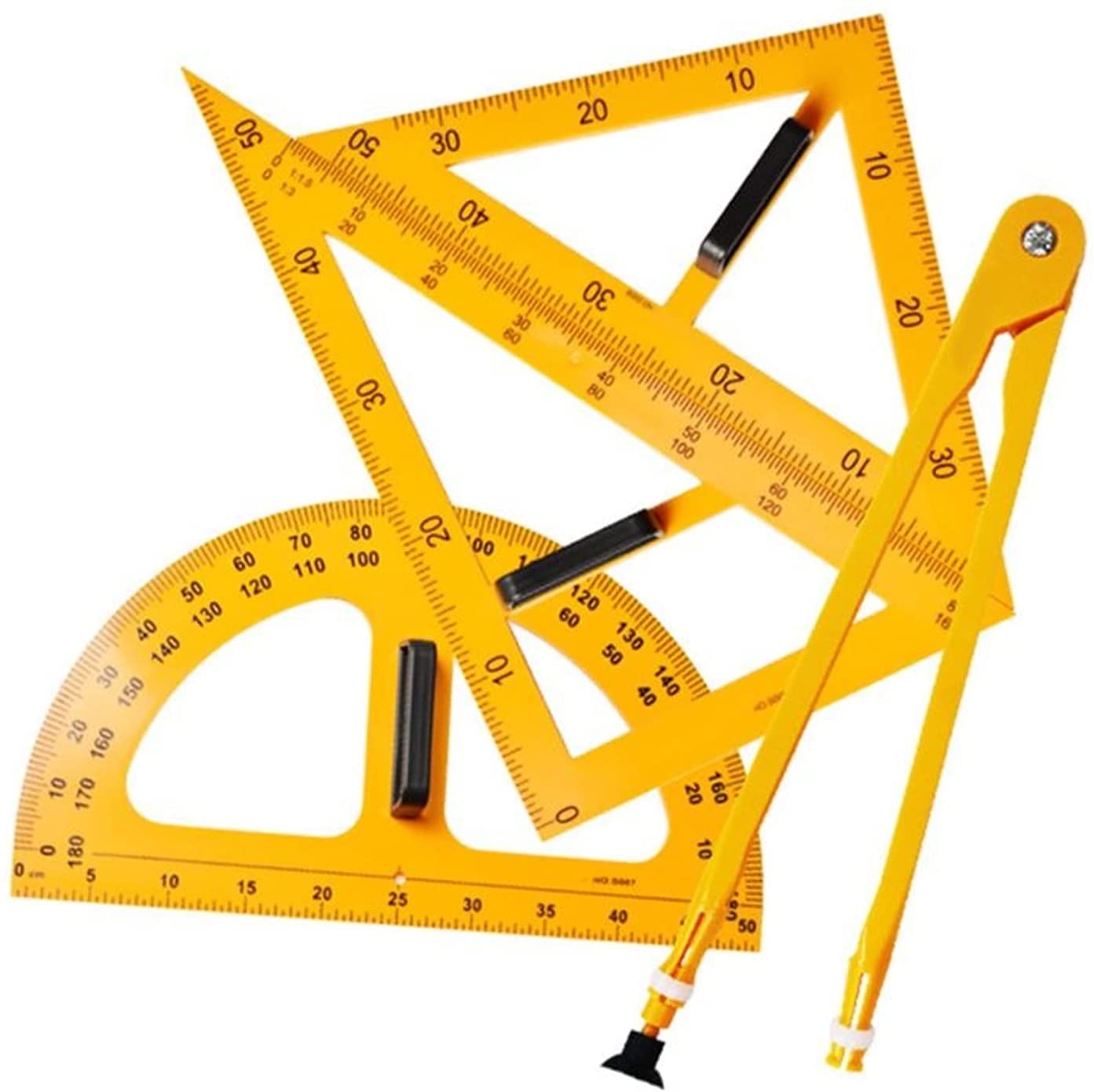 AKAZI Geometrie-Set Kompass für Geometrie – Multifunktions-Lehrlineal-Set Dreieck-Kompass-Winkelmesser-Messlineal Mathematik-Geometrie-Werkzeuge Kompass-Set