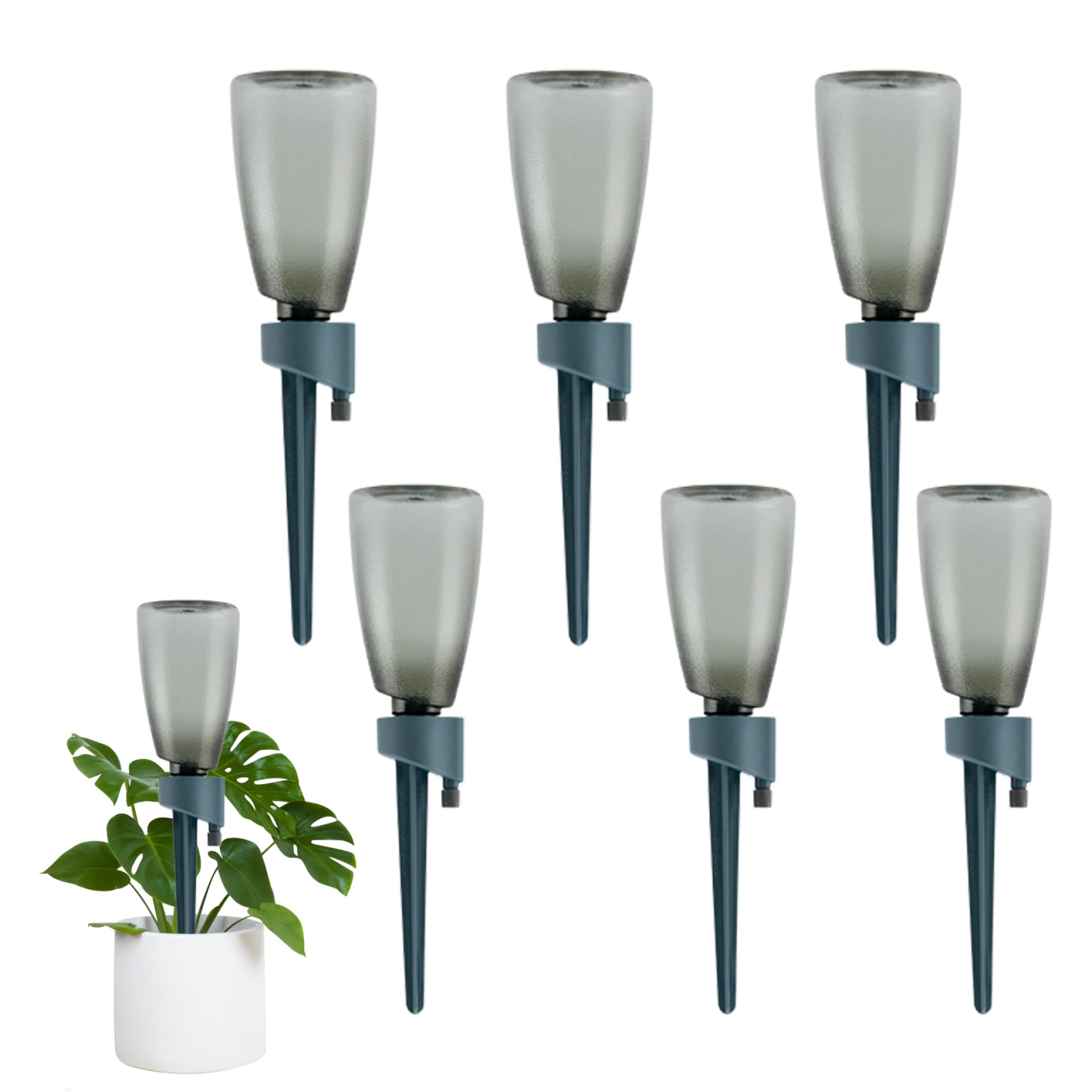 Obelunrp Plant Watering Devices, 6 Set 500ml Automatic Drip Irrigation Kits with Slow Release Control Valve, Self Spike Planter Drip for Indoor Outdoor Plant Flowers (Blue)