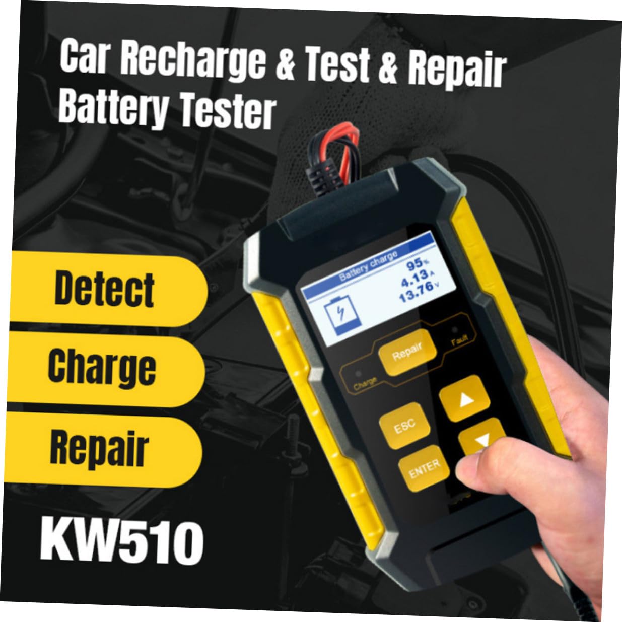 Testeur de Batterie de Voiture 12v Caa 100-2000 Écran 2, 4 Pouces