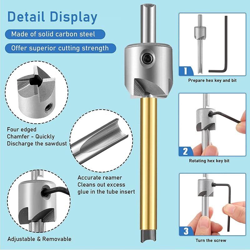 13 Pieces Pen Barrel with Pen Bushings Mill Trimmer Set 7mm 8mm 3/8 Inch 10mm Cutter Shafts for Woodworking Pen Kit - (Color Name: Silver)