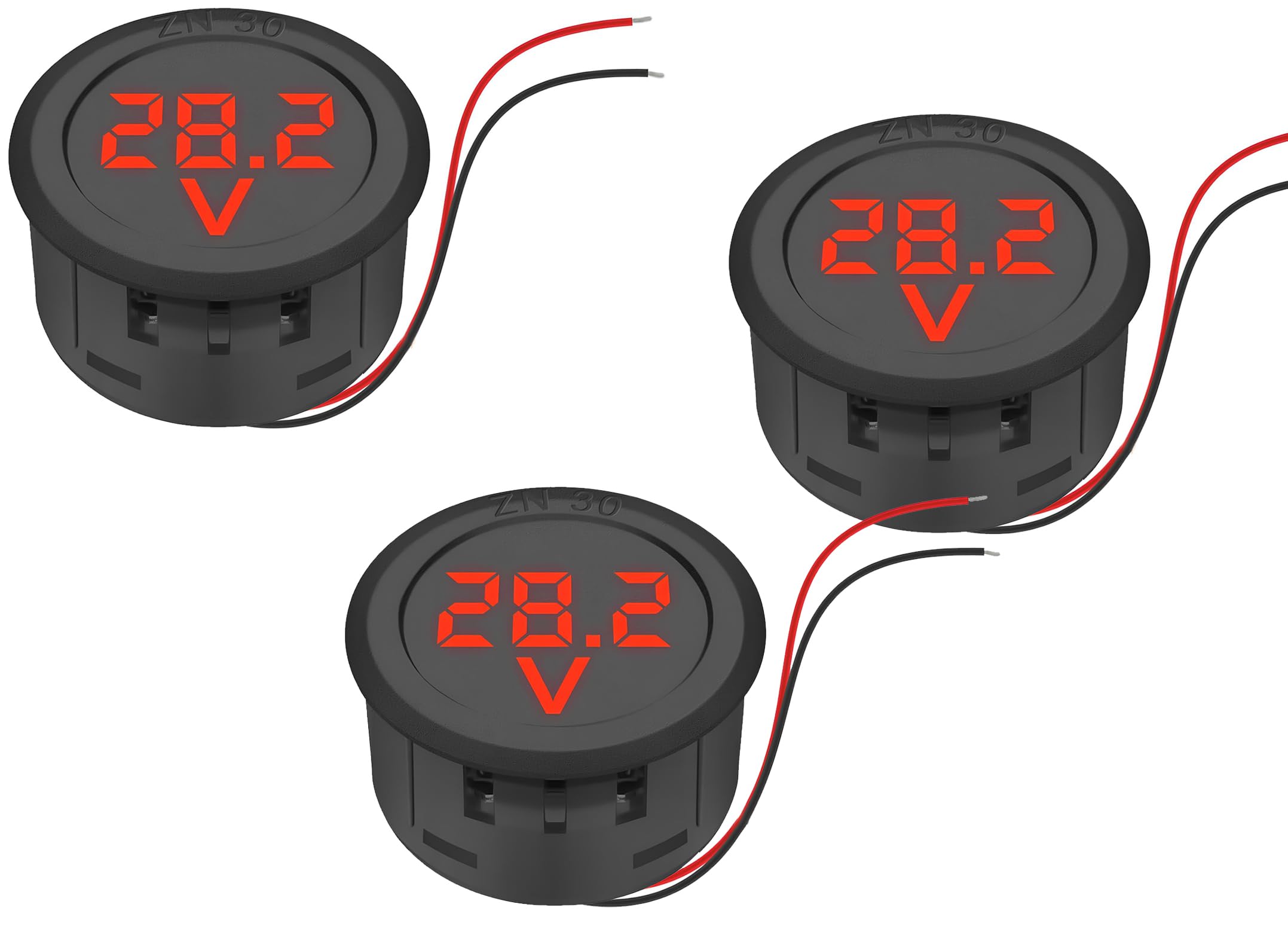Shockley Mini DC Volt Meter DC 5-99V Car LED Digital Display Round 2 Wire Voltmeter DC Digital Car Voltage Meter Volt Detector Tester Monitor Panel for bike Truck car (RED Round voltmeter - 3 Pc) (B0D7J5YKHX) Amazon Price History, Amazon Price Tracker