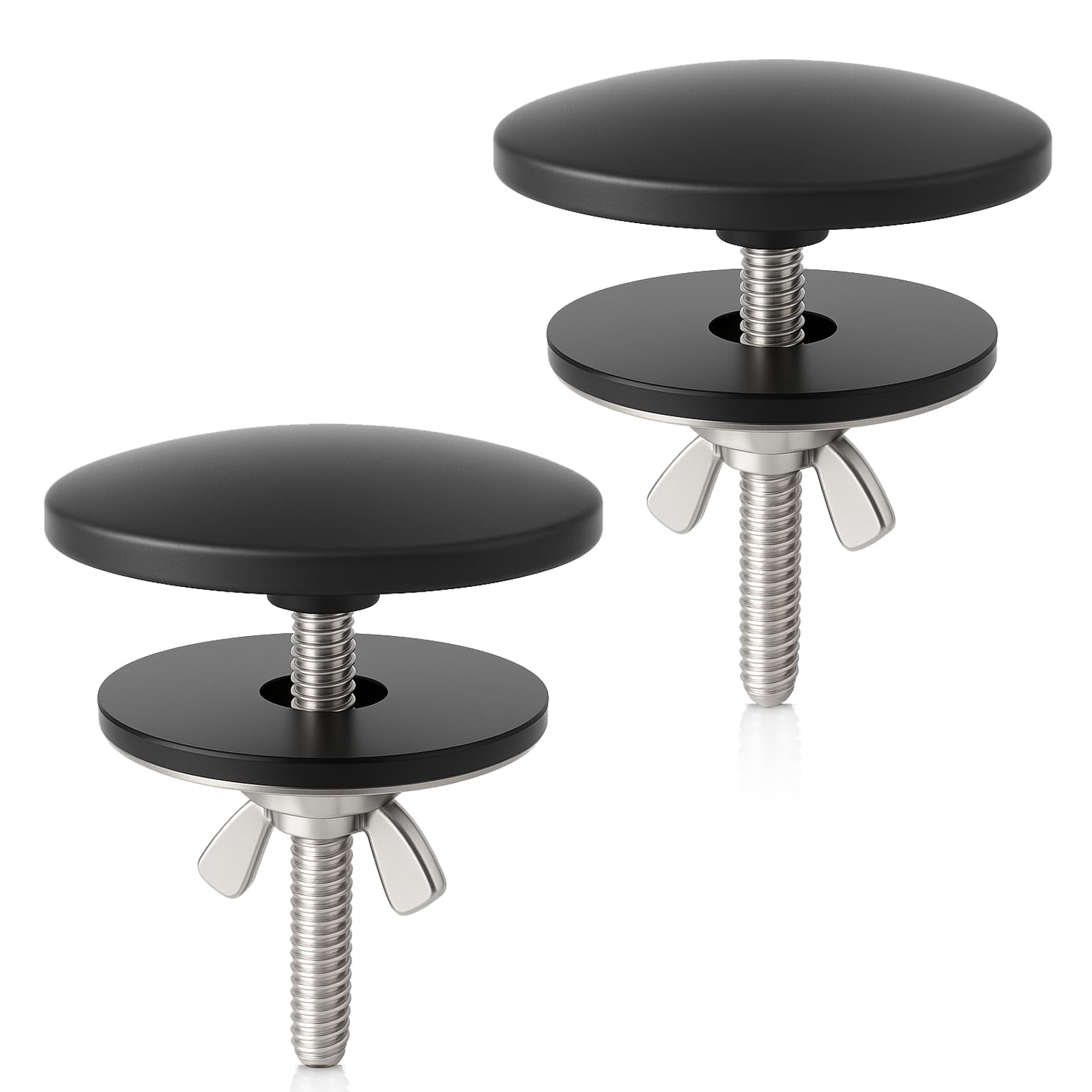 ROOGSIH 2 Pcs Solid Brass Kitchen Sink Hole Cover, 2 Inch Faucet Hole Cover, Matte Black Finish Tap Hole Plate Stopper Cover, Countertop Hole Cover