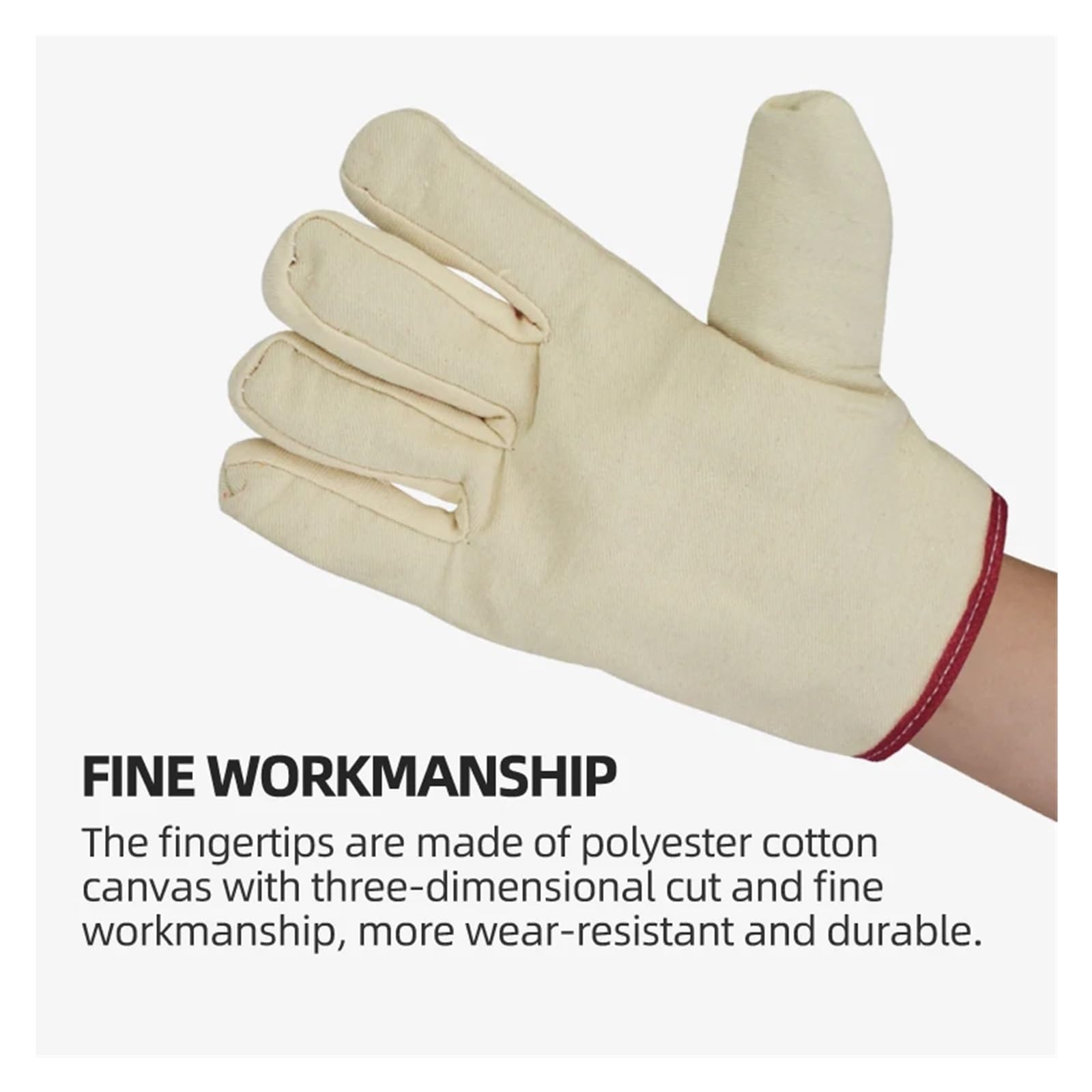 10 Pairs Canvas Welding Safety Work Gloves w/Thickened Liner Wear-Resistant & Anti-Slip Industrial Construction Handling