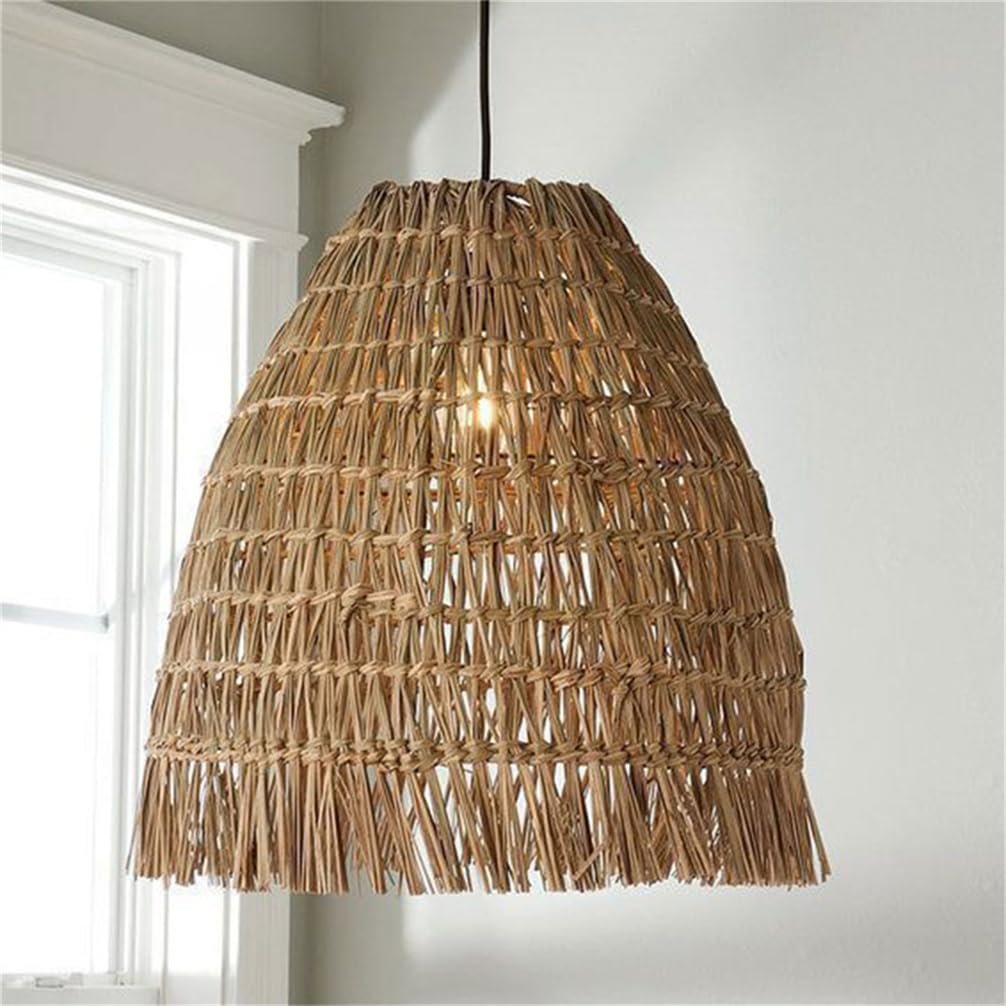 Lustre en rotin style ferme suspension rustique E27 réglable chic