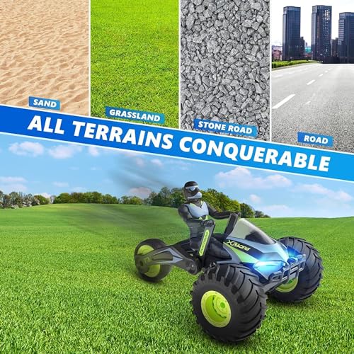 Image of GRAPHENE Remote Control Car 4x4 RC Crawler Stunt Car Toys (3 Wheel Stunt Bike),multicolor