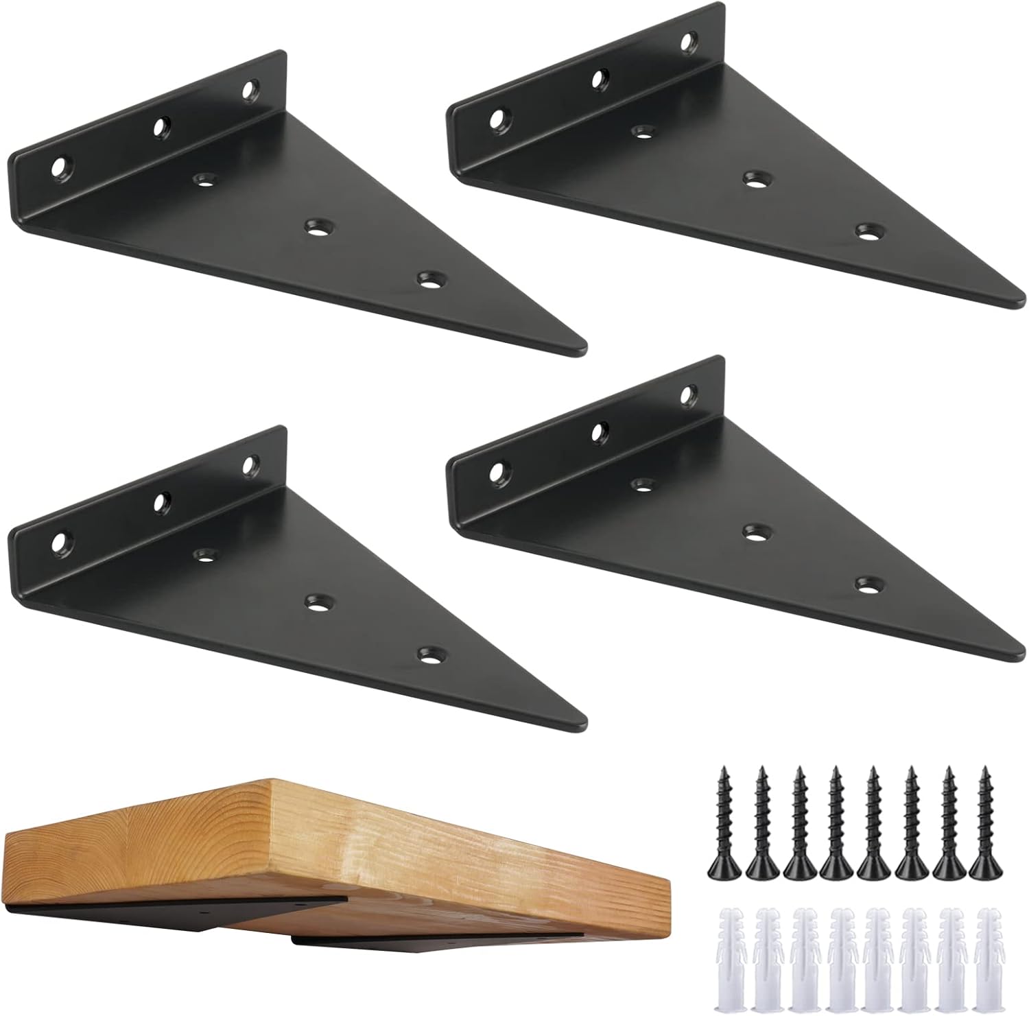 OVOV Triangle Shelf Brackets 3 inch 4 Pack Heavy Duty Floating Shelf