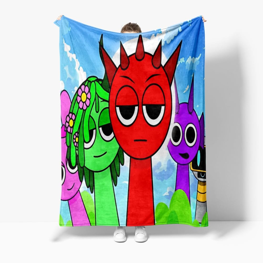 Hzsyc G Kids Sprunki Throws Blanket Sprunki 3D Figure Printed Blanket - Soft Nap Blanket Flannel Blanket (,Xs: 40In X 60In)
