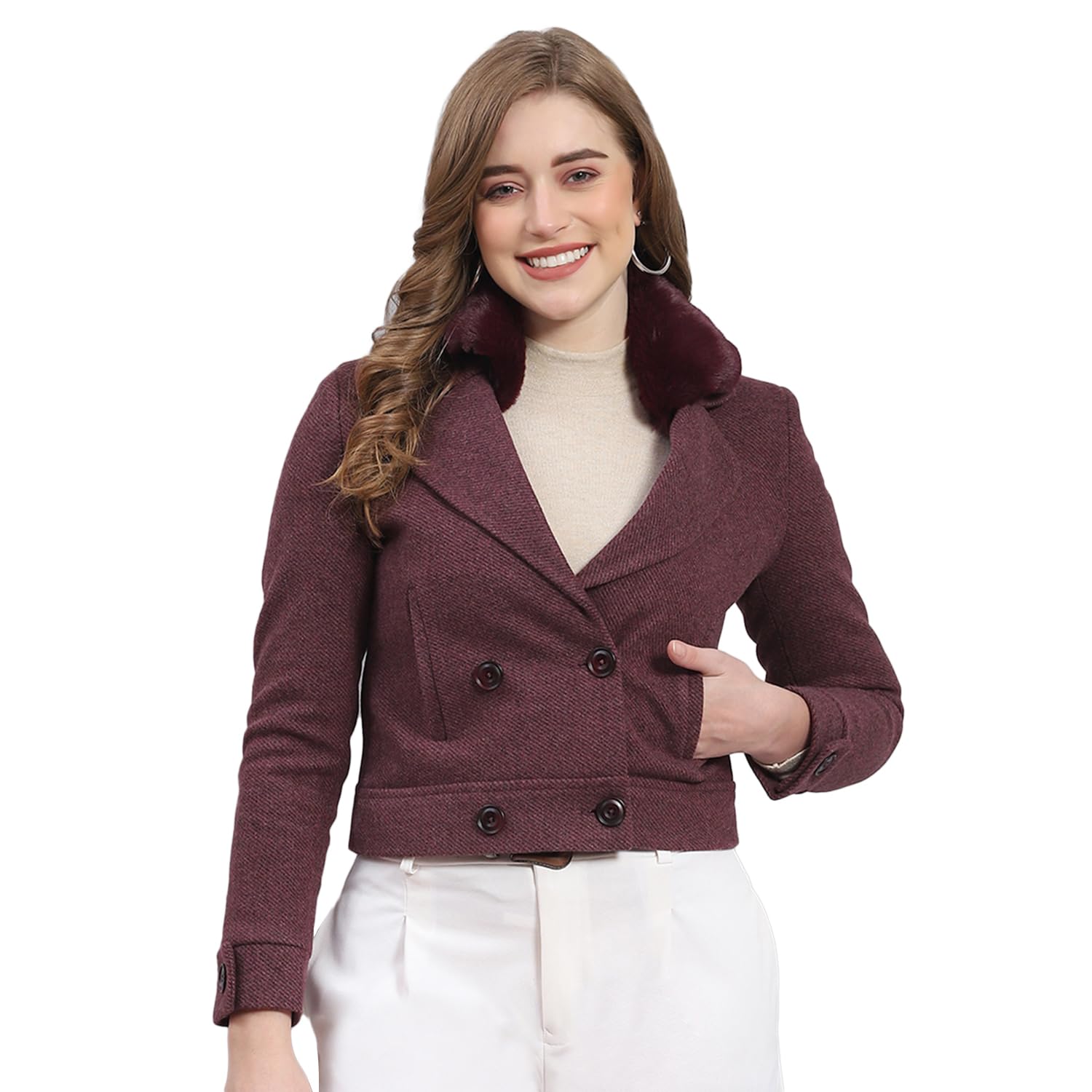 Womens Solid Lapel Collar Full Sleeve Coat (223062352)-image-46