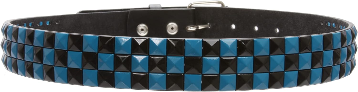 Beltiscool Pyramid Punk Rock Star Studded Checker Board Bonded Leather Belt