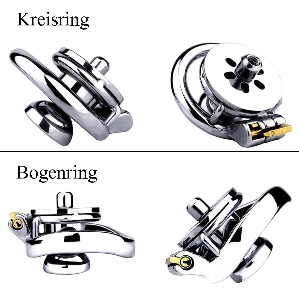 Jixaxe Extra Kurze Peniskäfig Chastity Cage mit Dildo Male Metall Keuschheitskäfig Herren Keuschheitsgürtel Penis Käfig für Männer Chasity Cock Cage Sexspielzeug für die Mann extrem (Bogenring 50mm)