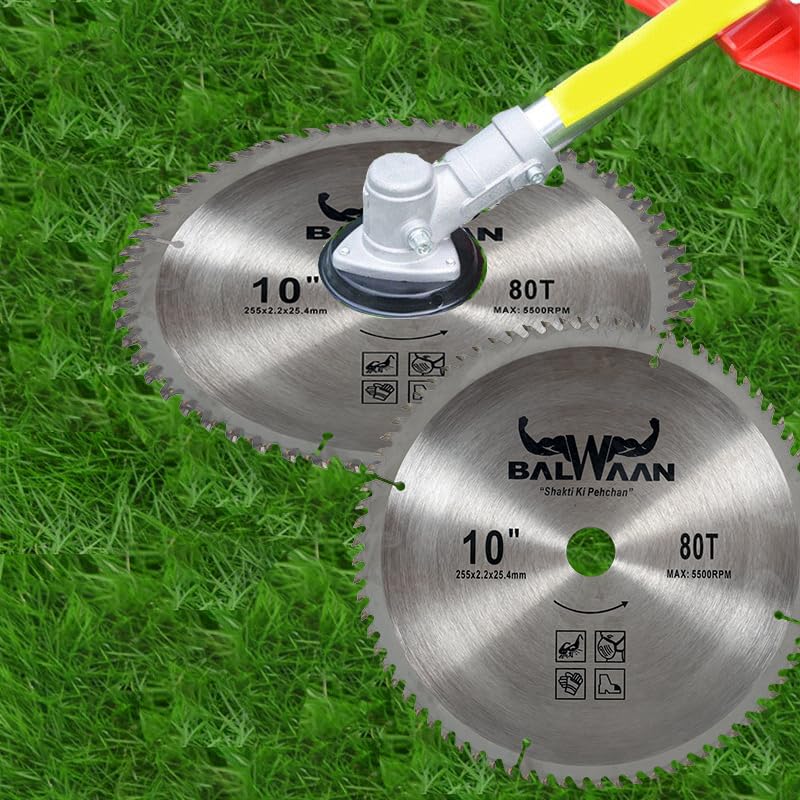 Image of Balwaan Krishi 80 Teeth TCT Blade for Brush Cutter /Crop Cutter Attachment (80Tx10'') /Heavy Duty Blade /Suitable for All Types of Brush Cutter
