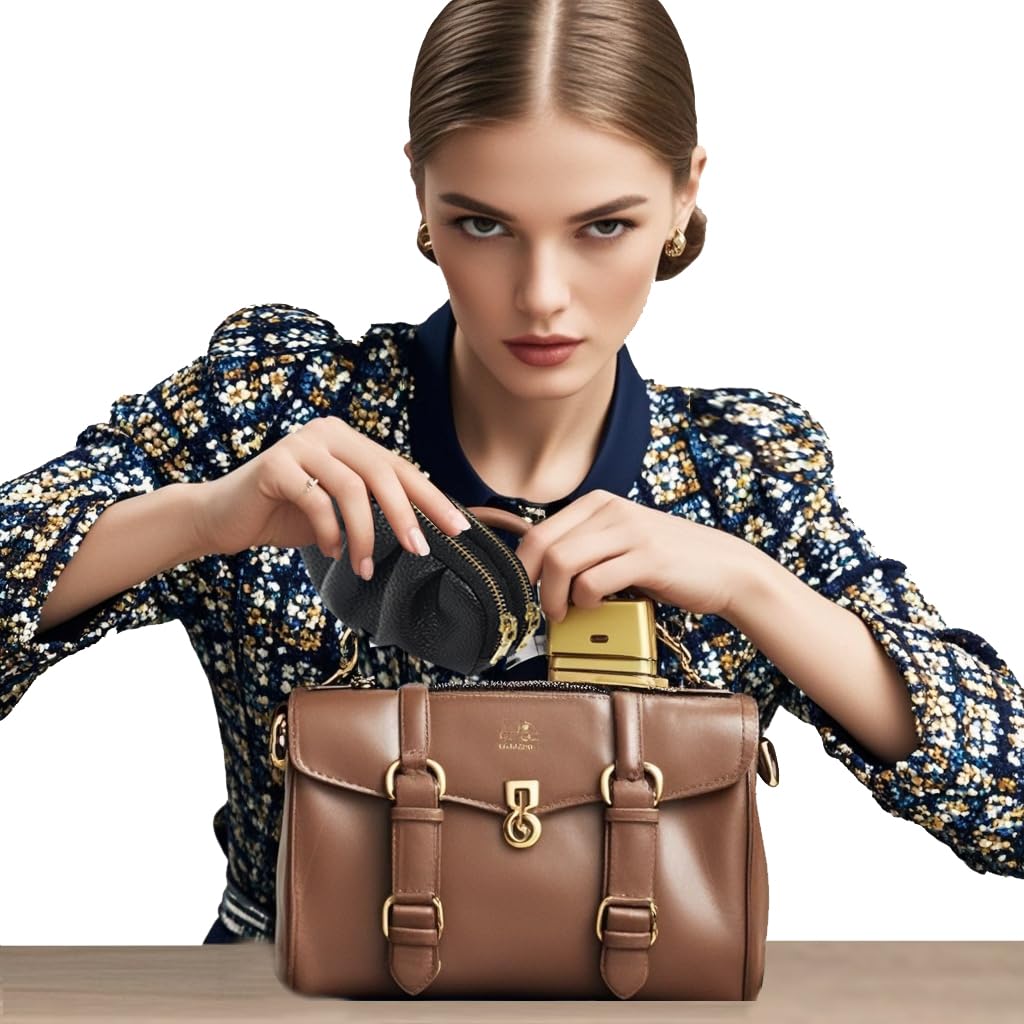 Coin Purse, Small 2 Zippered Change Pouch Wallet, Little Travel Wallet,Gift 4.9x 1.6x 3.1 inches (Black)