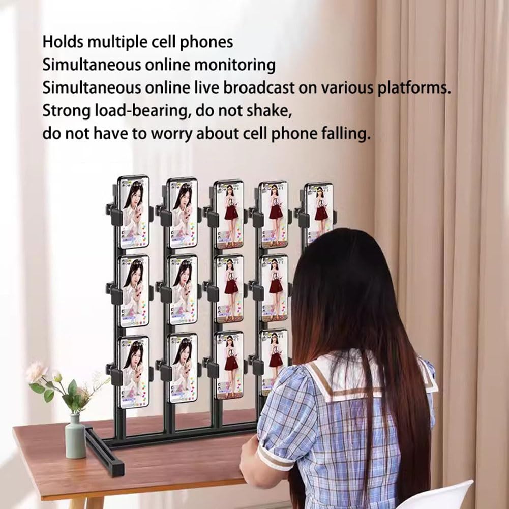 Supporto per telefono, supporto da scrivania regolabile in metallo per videoconferenze, streaming live e giochi