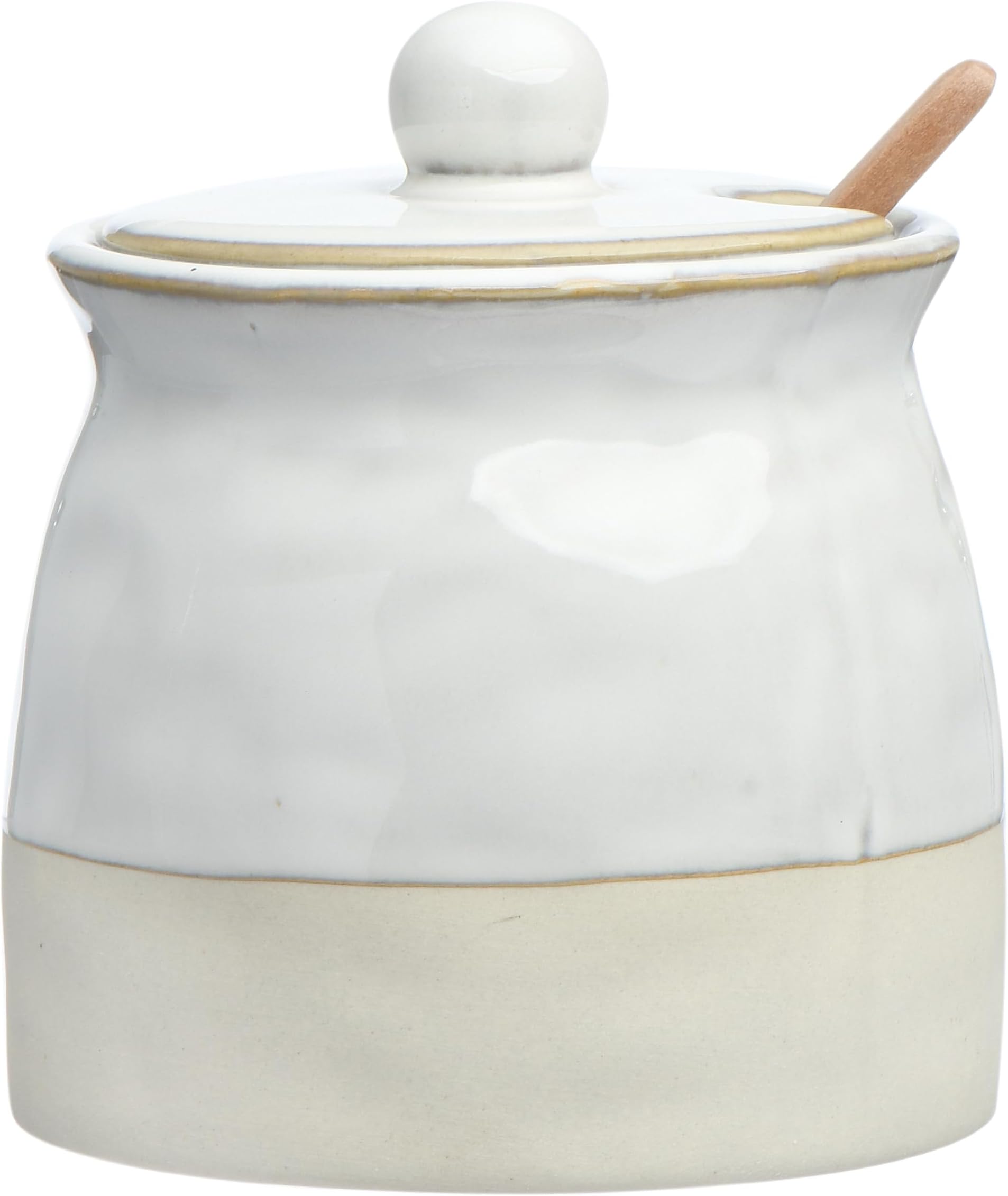 White Stoneware Sugar Pot with Lid