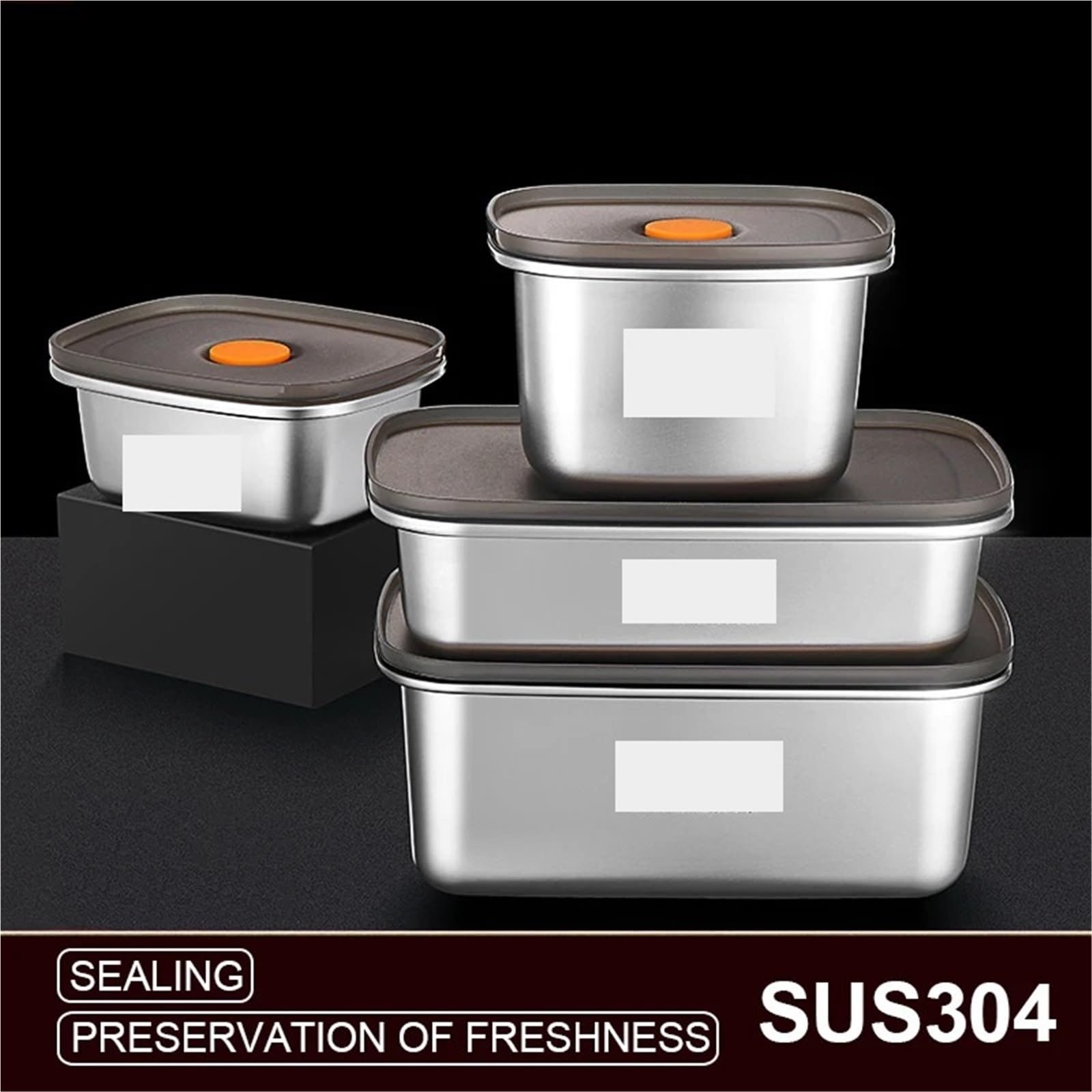 Contenitori per alimenti in acciaio inossidabile Set Di Contenitori For Alimenti In Acciaio Inossidabile Da 1/2 Pezzi, For Sottovuoto Portatili A Prova Perdite(600ml)