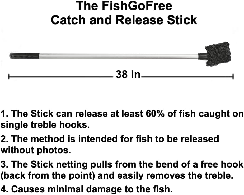 Catch and Release Stick - Fish Hook Remover Tool with Long Handle for Safe, No-Touch in-Water Release, Lightweight and Durable for Anglers