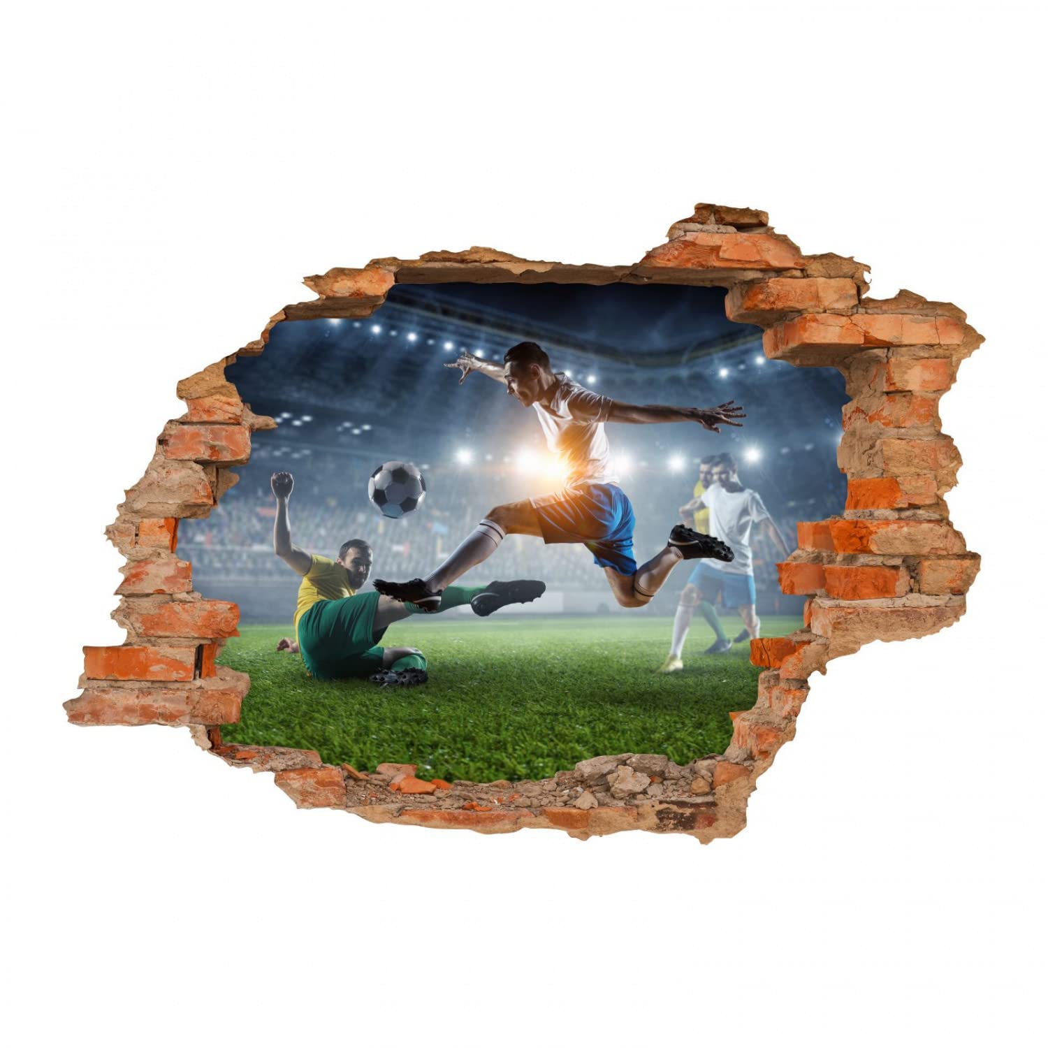 nikima Schönes für Kinder 223 - Adesivo da parete, motivo calcio, foro nella parete, dimensioni: 1500 x 1000 mm, in 6 misure, per cameretta dei bambini, decorazione da parete