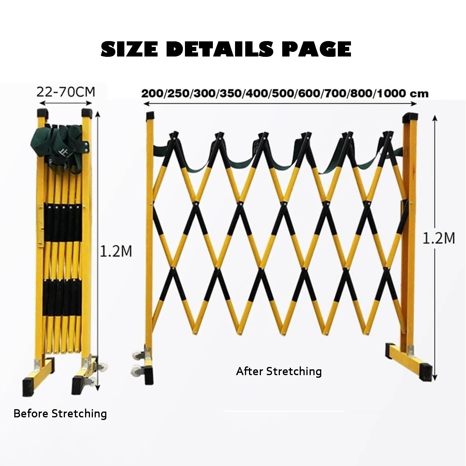 Barrière de sécurité Mobile rétractable en métal, barrière de sécurité Pliable et Portable avec 2 Roues, pour la régulation temporaire de la Circulation (Taille : 13 Pied