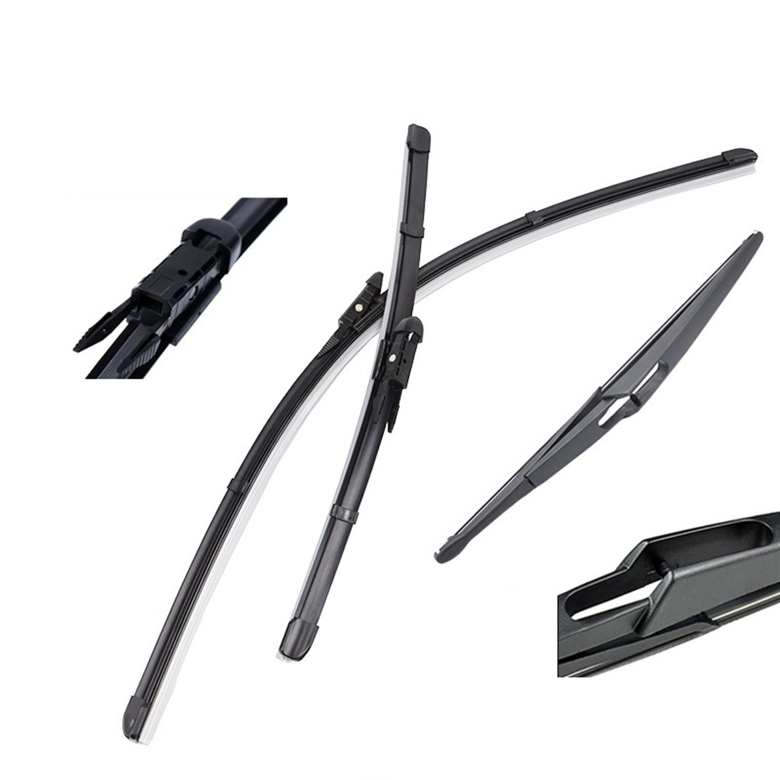 Set Spazzole Tergicristallo Anteriori E Posteriori Per Nissan Qashqai J10 2006-2013, 24+15+12 Pollici